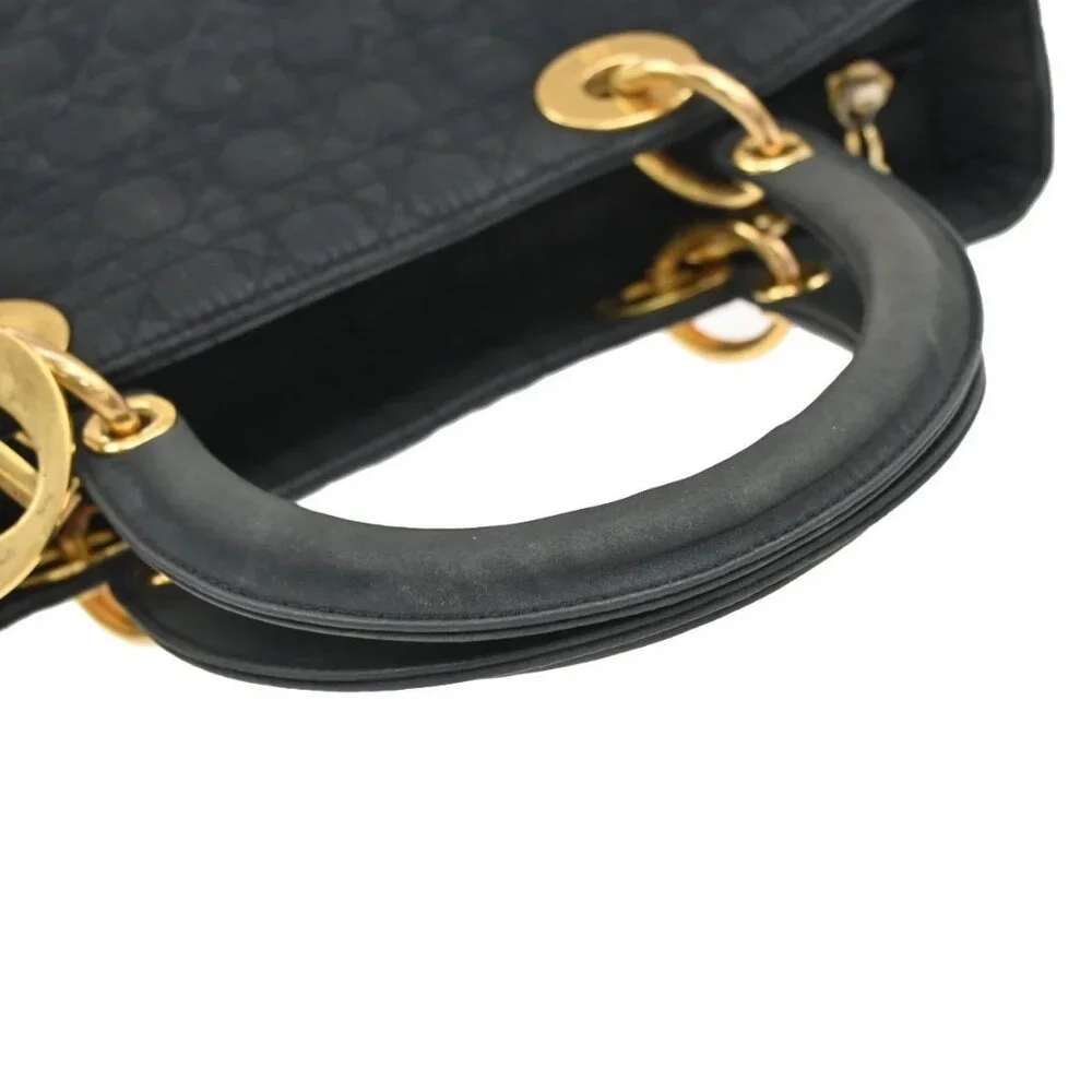 CHRISTIAN DIOR Lady Cannage Tote Hand Bag Nylon Leather Black GHW Italy 84EF789 - Picture 8 of 16